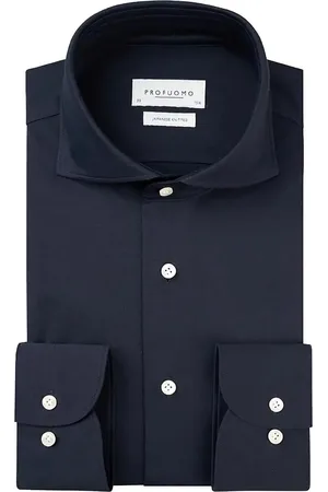 Profuomo Japanese Knitted Hemd Dunkelblau Größe 38