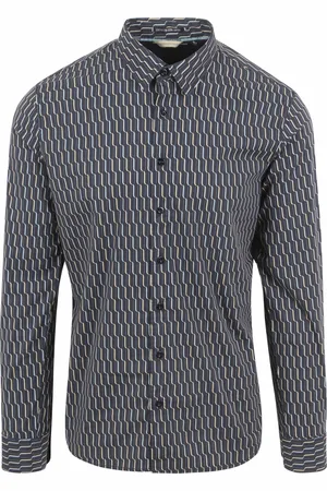No Excess Hemd mit Musterdruck Navy Dunkelblau Größe M