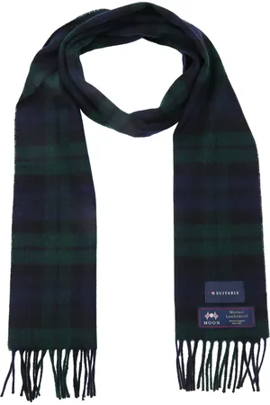 Suitable Geeigneter Herrenschal Kariert Merino Marine Grün Dunkelblau Dunkelgrün