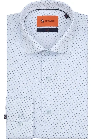 Suitable Hemd Twill Druck Blau Größe 38