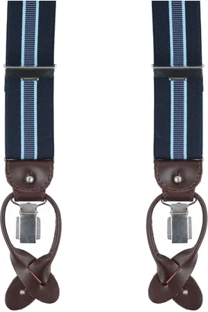 Profuomo Luxus Hosenträger -Hellblau Blau