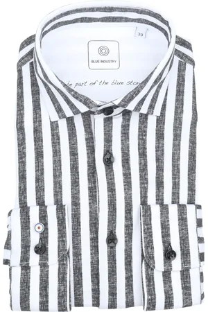 Blue Industry Slim-Fit Hemd Streifen Anthrazit Größe 40