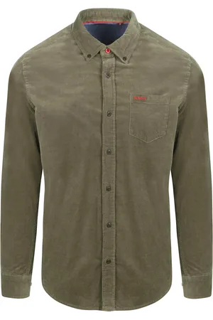 New Zealand Auckland NZA Hemd Omar Fine Corduroy Olivgrün Größe M