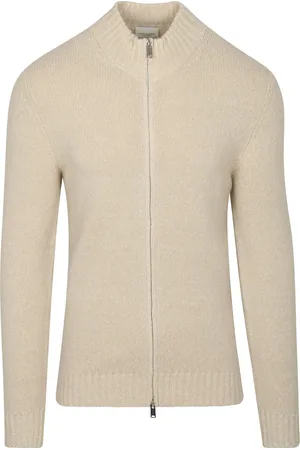 Profuomo Strickjacke Boiled Wolle Ecru Wollweiß Größe S