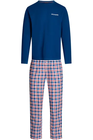 Tommy Hilfiger Pyjama Set Karos Navy Dunkelblau Größe M