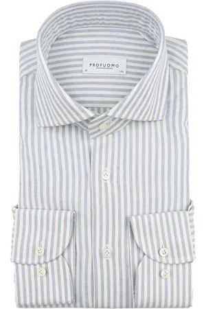 Profuomo Hemd Streifen Cutaway Blue Blau Größe 37