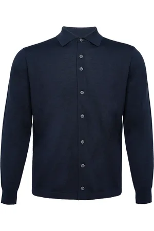 R2 Amsterdam Knitted Pull Hemd Merino Navy Dunkelblau Größe M