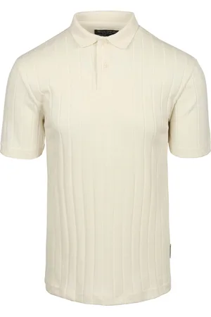 Marc O’ Polo Knitted Poloshirt Rib Structure Off White Wollweiß Größe M