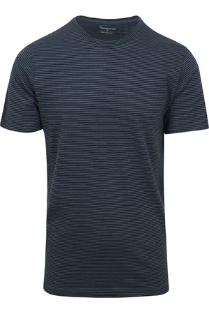 Knowledge Cotton Apparal T-shirt Streifen Navy Dunkelblau Größe M