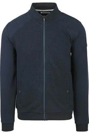 No Excess Strickjacke Zipper Jacquard Navy Blau Größe M