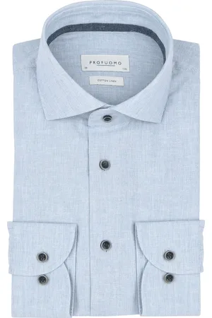 Profuomo Hemd Leinen Blend Blau Größe 37