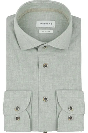 Profuomo Hemd Leinen Blend Hellgrün Größe 37