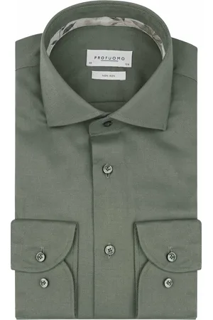 Profuomo Twill Hemd Olivgrün Grün Größe 37