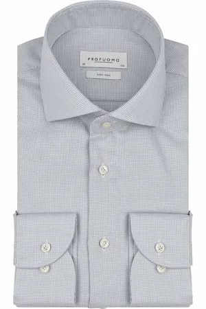 Profuomo Dobby Hemd Print Hellgrün Größe 37