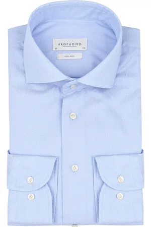 Profuomo Dobby Hemd Print Blau Größe 37