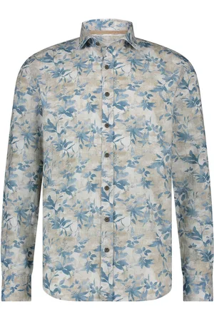 State of art Overhemd Print Struc Multicolour Blau Beige Größe M