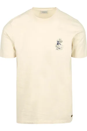 No Excess No-Excess T-Shirt Slub Placed Prints Ecru Wollweiß Größe M