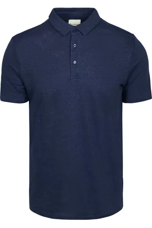 Knowledge Cotton Apparal Knowledge Polo Regular Leinen Navy Dunkelblau Größe M