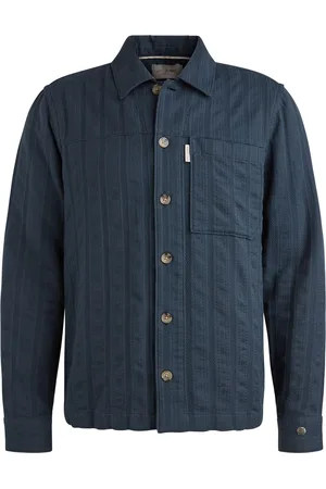 Cast Iron Overshirt Dobby Stripe Navy Dunkelblau Größe S