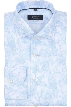 Olymp Signature Twill Hemd Druck Blau Größe 38