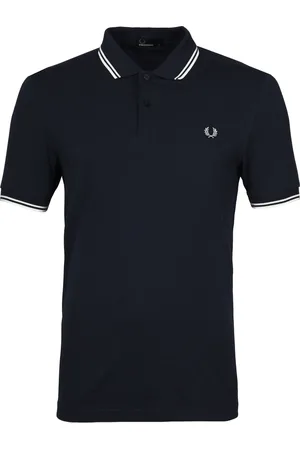 Fred Perry Polo Marine mit weißen Doppelstreifen Blau Größe S