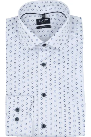 Olymp Luxor Hemd Extra Long Sleeves Druck Weiß Größe 39