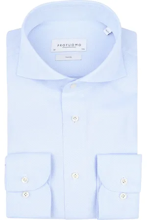 Profuomo Hemd Extra Lange Ärmel Travel Blau Größe 37