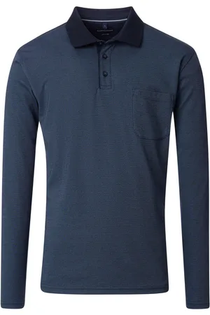 Casa Moda Long Sleeve Poloshirt Structure Navy Dunkelblau Größe M