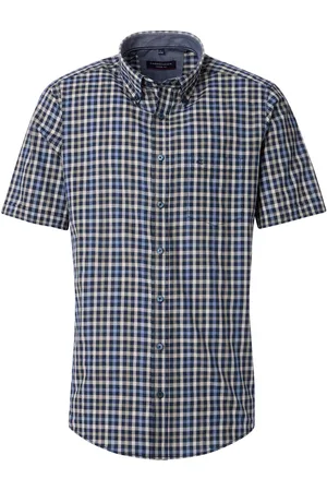 Casa Moda Short Sleeve Freizeithemd Kariert Navy Cognac Größe M