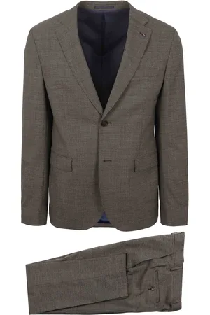Suitable Strato Pied De Poule Suit Wool Ember Gold Braun Größe 48