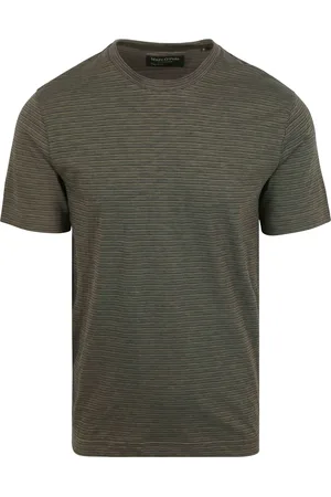 Marc O’ Polo T-shirt Slub Stripes Dark Green Grün Größe M