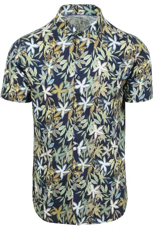 DESOTO Short Sleeve Jersey Hemd Botanic Print Navy Dunkelblau Größe S