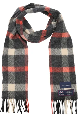 Suitable Geeigneter Herrenschal Kariert Merino Grau Rot