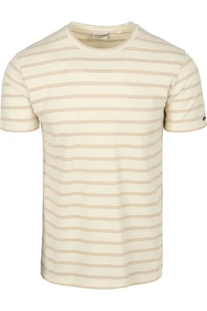 No Excess No-Excess T-Shirt Crewneck Jacquard Stripes Wollweiß Größe M