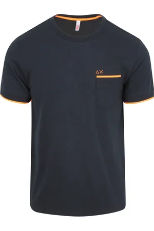 sun68 Piqué T-Shirt Fluo Stripe Navy Dunkelblau Größe M