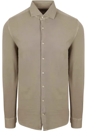 Suitable Piqué Hemd Braun Taupe Größe M