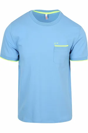 sun68 Piqué T-Shirt Fluo Stripe Blau Größe M