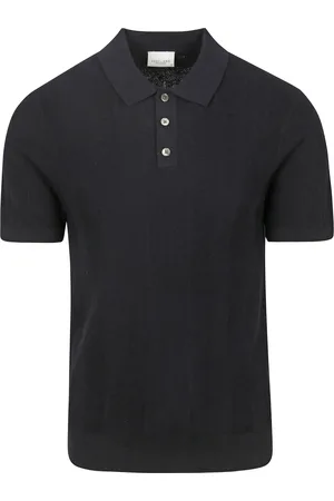 Profuomo Poloshirt Linen Blend Herringbone Navy Dunkelblau Größe S