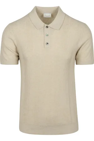 Profuomo Poloshirt Linen Blend Herringbone Ecru Beige Größe M