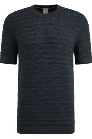 Cast Iron Knitted Jacquard T-shirt Navy Dunkelblau Größe M