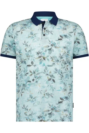 State of art Poloshirt Piqué Druck Blau Größe S