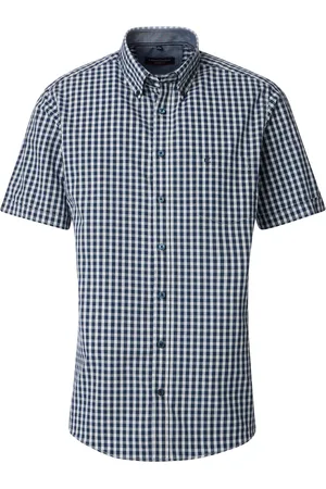 Casa Moda Short Sleeve Freizeithemd Check Navy Blau Größe M
