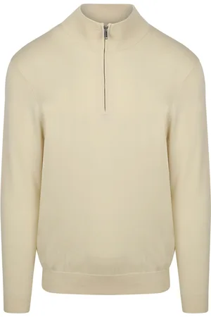Profuomo Half Zip Pullover Luxury Off White Wollweiß Größe M
