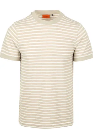 Suitable T-shirt Isaac Stripe Piqué Pebble Größe M