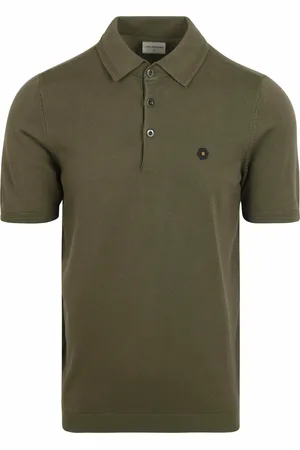 No Excess Knitted Poloshirt Olivgrün Dunkelgrün Größe M