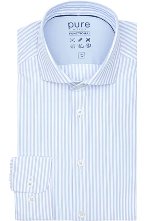 Pure The Functional Shirt Streifen Blau Größe 38