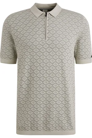 Cast Iron Half-Zip Polo Structure Ecru Wollweiß Größe S