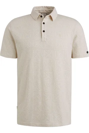 Cast Iron Polo Jacquard Druck Ecru Beige Größe S