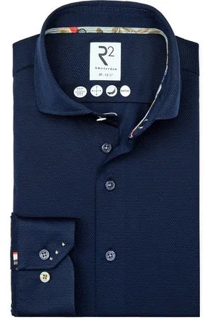 R2 Amsterdam R2 Japanese Knitted Hemd Shortsleeve Navy Blau Größe S