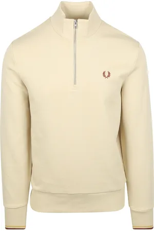 Fred Perry Half Zip Pullover Ecru Beige Größe S
